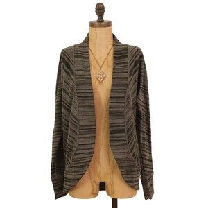 PrAna Open Sweater Jacket Top Size S Long Dolman Sleeve Striped Green EUC B13